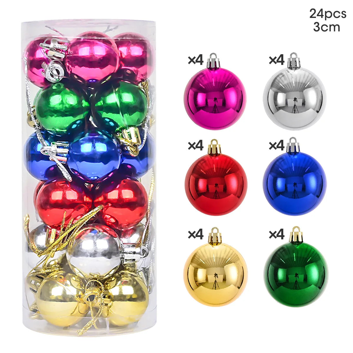 24pcs 3cm Christmas Balls Christmas Tree Ornaments