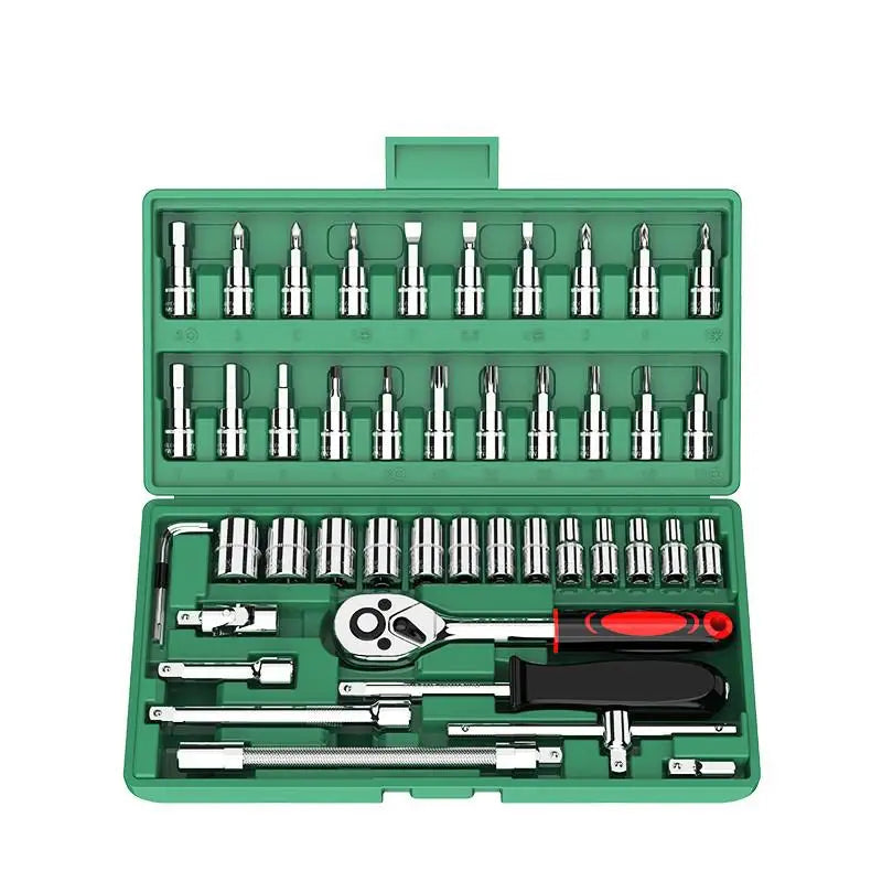 46pc Drive Socket Set 1/4 inch Ratchet Wrench Set